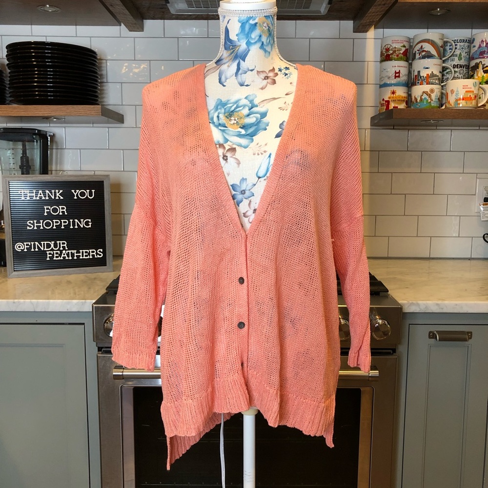 Eileen Fisher | Coral Linen Knit Cardigan